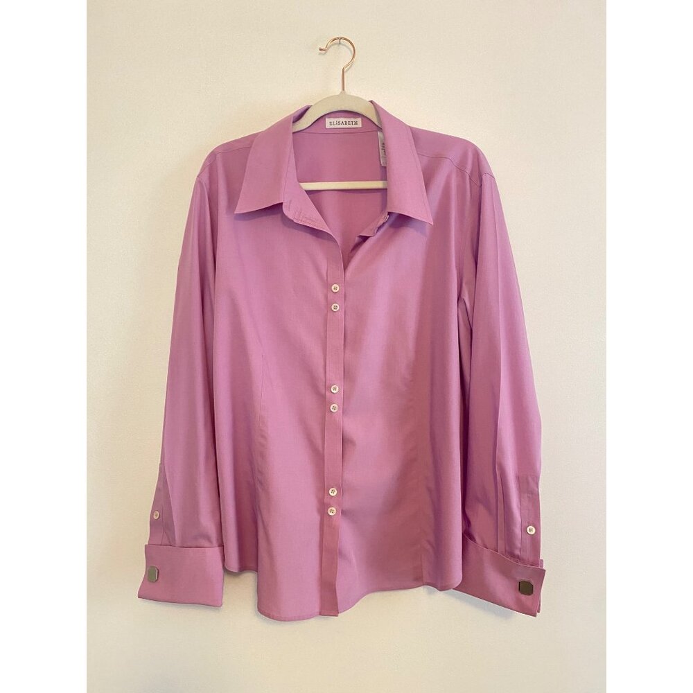 Elisabeth Women's Lavender Button-Down Shirt French Cuffs Size 16W 100% Cotton